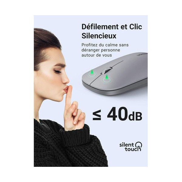 UGREEN Souris sans fil 2,4Ghz/10M GRIS Clair